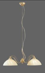 Pendul Vintage LU 1573/2 MS-MATT E27 2x60W Brate Metal Auriu Deschis cu Abajur Sticla Roz Lungime 65 cm, Inaltime 30 cm, Suspensie 60cm ORION - imagine 2