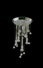 Plafoniera design modern de lux GALAXY, DL 7-190/10 CHROM  E14 10x40W Baza crom cu Sageti Verticale Chrom Neuniforme si 12 Samburi sticla Cristalinizataa Spectra pe Lantisor ORION - imagine 4