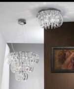 Plafoniera eleganta DL 7-582/10 CHROM G4 10x20W /12V Baza Chrom cu 30 Acolade din cristal K9 Gavino Dimensiuni 46x23cm ORION - imagine 3