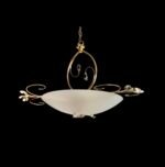 Pendul Elegant HL6-1485/2GOLD E27 2x60W Cadru Metal Auriu Placat cu Aur si 14 Samburi de Sticla Cristalinizata Lungime 38mm, Diametru 22mm, Grosime 12mm, Abajur Sticla Opal, Inaltime 50- 100cm, ORION - imagine 2