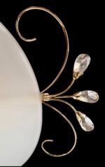 Pendul Elegant HL6-1485/2GOLD E27 2x60W Cadru Metal Auriu Placat cu Aur si 14 Samburi de Sticla Cristalinizata Lungime 38mm, Diametru 22mm, Grosime 12mm, Abajur Sticla Opal, Inaltime 50- 100cm, ORION - imagine 4