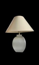 Veioza Clasica LA 4-906/1 SILBER MATT  E27 X60w Baza Portelan Gri Abajur Rotund Crem Intrerupator pe Fir ORION - imagine 2