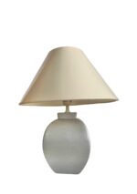 Veioza Clasica LA 4-906/1 SILBER MATT  E27 X60w Baza Portelan Gri Abajur Rotund Crem Intrerupator pe Fir ORION