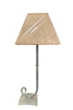 Veioza de Masa LA 4-971/1 ANTIK E27 1x60W Baza Fier Forjat Antichizat, Abajur Panza Impletita Crem ORION