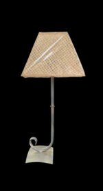 Veioza de Masa LA 4-971/1 ANTIK E27 1x60W Baza Fier Forjat Antichizat, Abajur Panza Impletita Crem ORION - imagine 2