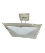 Lustra Deosebita DL 7-331/1 SATIN R7J 1x400W 118mm Cadru Metal Chrom Satinat Intre Foi Sticla Matt si Abajur Alb ORION