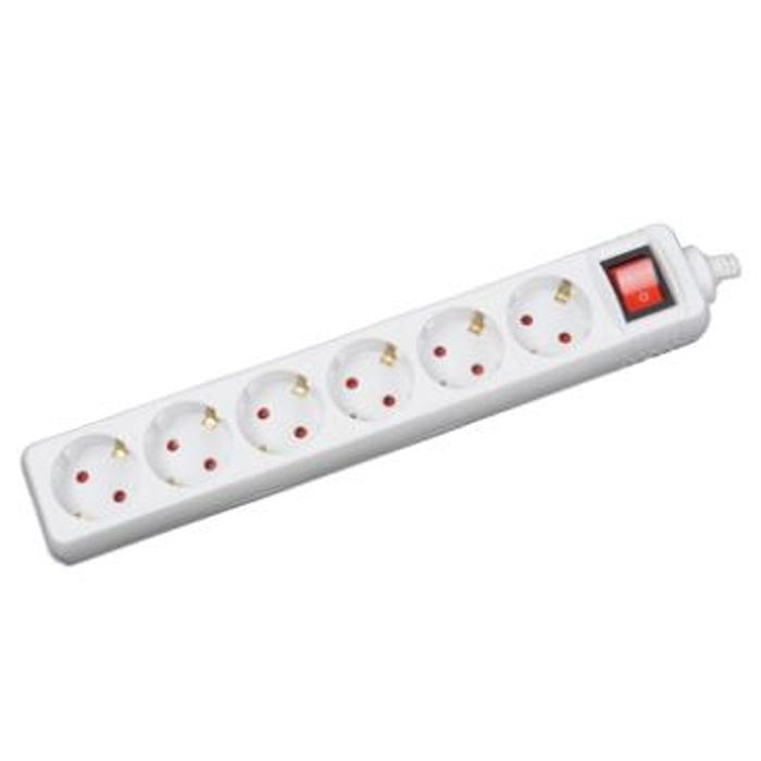 49252126 Prelungitor 1.5m 6 prize cu intrerupator, alb, Inlet - imagine 1