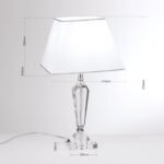 Lampa de masa VERONIQUE, cu Sticlă de cristal K9 si Abajur Alb-Crom E27, 60W, Inaltime 57cm ORION - imagine 4