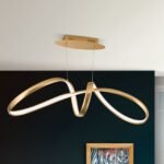Lampa suspendata LED CIRCUS, Baza din aluminiu, Nuanta Alamă periată, Abajur policarbon opal LED 36W/1800lm/3000K, Lungime: 85cm, Lăţime: 29cm, Înălţime: 150cm ORION - imagine 3
