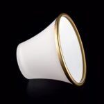 Abajur din Sticlă Groasa Opal, Diametrul 110mm, Înălţime 80mm, Finisaj Opal-mat cu margini aurii, Orificiu 30mm ORION - imagine 3