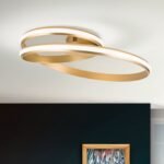 Lampa de Tavan LED CIRCUS, Baza soclu din aluminiu, Nuanta Alamă periată, Abajur policarbon opal LED 30W/1500lm/3000K, Diametru 58cm ORION
