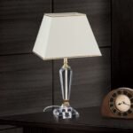 Lampa de masa VERONIQUE, cu Sticlă de cristal K9 si Abajur Crem-Auriu E27, 60W, Inaltime 57cm ORION - imagine 5
