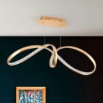Lampa suspendata LED CIRCUS, Baza din aluminiu, Nuanta Alamă periată, Abajur policarbon opal LED 36W/1800lm/3000K, Lungime: 85cm, Lăţime: 29cm, Înălţime: 150cm ORION - imagine 4