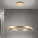 Pendul LED KOLK, Baza din otel, Abajur din aluminiu cu banda LED, Alb, 80W/4500lm/3CCT Lumina calda-neutra-rece, Dimambil, Diametru 80cm, Inaltime 200cm IP20 ORION - imagine 4