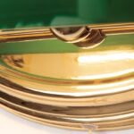 Lampa de perete HARVARD, Baza soclu alama solida, Nuanta alama aurie, Abajur de sticlă verde pivotant, Comutator cu snur de tragere, E14, 40W, Inaltime 32cm ORION - imagine 6