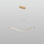 Pendul LED DONNA, Baza din otel, Abajur din policarbon cu banda LED , reglabilă, Auriu, 18W/1750lm/3000K, Lumina calda, Dimabil, Lungime 115cm, Inaltime 145cm IP20 ORION - imagine 4