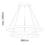 Pendul Concentrica LED KOLK, Baza din otel, Abajur din aluminiu cu banda LED, Inele auriu, alb sau negru combinabile, 140W/10200lm/3CCT Lumina calda-neutra-rece, Dimambil, Diametru 60/80cm, Inaltime 200cm IP20 ORION - imagine 4