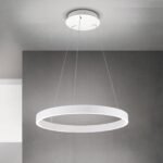 Pendul LED KOLK, Baza din otel, Abajur din aluminiu cu banda LED, Alb, 60W/3400lm/3CCT Lumina calda-neutra-rece, Dimambil, Diametru 60cm, Inaltime 200cm IP20 ORION - imagine 3