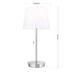 Lampa de masa LUDWIG, Baza soclu metalic crom satinat, port USB integrat, Abajur nuanta alba din stofa, Comutator cu snur de tragere, E27, 40W, Inaltime 50cm ORION - imagine 6