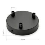 Accesoriu Corp de Iluminat, Baldachin Baza Pentru Pendul cu Niplu de Clemă x 3, Inaltime 25mm, Diametrul 120mm, Metal Negru ORION - imagine 4