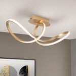 Lampa de Tavan LED CIRCUS, Baza din otel, Nuanta Alama mata, Abajur policarbon opal LED 30W/1800lm/3000K, Lungime: 61,0 cm, Lăţime: 25,0 cm, Înălţime: 27,0 cm ORION