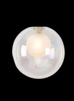 Abajur Rotund din Sticlă Groasa Transparenta, Diametrul 150mm, Înălţime 150mm, Finisaj Glob Interior Opal Crem, Orificiu cu Filet Atașament pentru priză G9 RABALUX - imagine 2