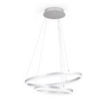 Lampa suspendata LED FLOAT, Baza soclu otel, Nuanta Titan/argintiu-mat, Abajur policarbon opal 2 Inele verticale, Diametru 40/60cm, LED 74W/3850lm/3000K,ORION - imagine 2