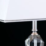 Lampa de masa VERONIQUE, cu Sticlă de cristal K9 si Abajur Alb-Crom E27, 60W, Inaltime 57cm ORION - imagine 6