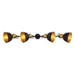 Plafoniera Clasica Fillo, 4 Spoturi metal negru pe bara, abajur negru + auriu la interior, metal, mobil, dulie E14 x4 fara becuri, GLOBO - imagine 4