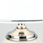 Lampa de masa OVUM, Baza ceramica alba cu soclu metalic cromat, Abajur nuanta alba din stofa chintz cu bordura decorativa crom,  E27, 40W, Inaltime 48cm ORION - imagine 4