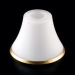 Abajur din Sticlă Groasa Opal, Diametrul 110mm, Înălţime 80mm, Finisaj Opal-mat cu margini aurii, Orificiu 30mm ORION - imagine 4