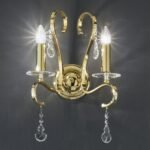 Aplica Perete GOLD E14 2x40W Imitatie Lumanari Brate Metal Auriu si Cristale Swarowski, Orion - imagine 2