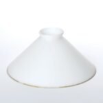 Abajur Conic din Sticlă Groasa Opal, Diametrul 200mm, Înălţime 95mm, Finisaj opal mat cu inel auriu, Orificiu 42mm ORION