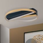 Lampa de tavan LED OLGA, Baza din aluminiu, Nuanta negru-auriu, Abajur policarbon opal LED 28W/1400lm/3000K dimabil, Diametrul 43.5cm, Înălţime 8cm ORION - imagine 4