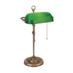Lampa de masa HARVARD, Baza soclu alama solida, Nuanta alama antica, Abajur de sticlă verde pivotant și reglabil pe înălțime, Comutator cu snur de tragere, E27, 60W, Inaltime 53cm ORION - imagine 3
