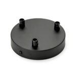 Accesoriu Corp de Iluminat, Baldachin Baza Pentru Pendul cu Niplu de Clemă x 3, Inaltime 25mm, Diametrul 120mm, Metal Negru ORION