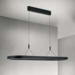 Pendul LED CARRARA, Negru, Baza din otel, Abajur din aluminiu cu banda LED 80W/4500lm/3CCT Lumina calda-neutra-rece, Dimambil, Latime 30cm, Lungime 120cm, Inaltime 200cm IP20 ORION - imagine 3