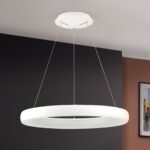Lampa suspendata LED VENUS, Baza soclu Aluminiu, Alb, Abajur policarbon opal, LED 50W/2750lm/3000K, Diametru 61cm, Inaltime 150cm ORION