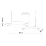 Pendul LED KOLK, Baza din otel, Abajur din aluminiu cu banda LED, 2 Inele Orizontale auriu, alb sau negru combinabile, 180W/10200lm/3CCT Lumina calda-neutra-rece, Dimambil, Diametru 60/80cm, Lungime 115cm, Inaltime 200cm IP20 ORION - imagine 4