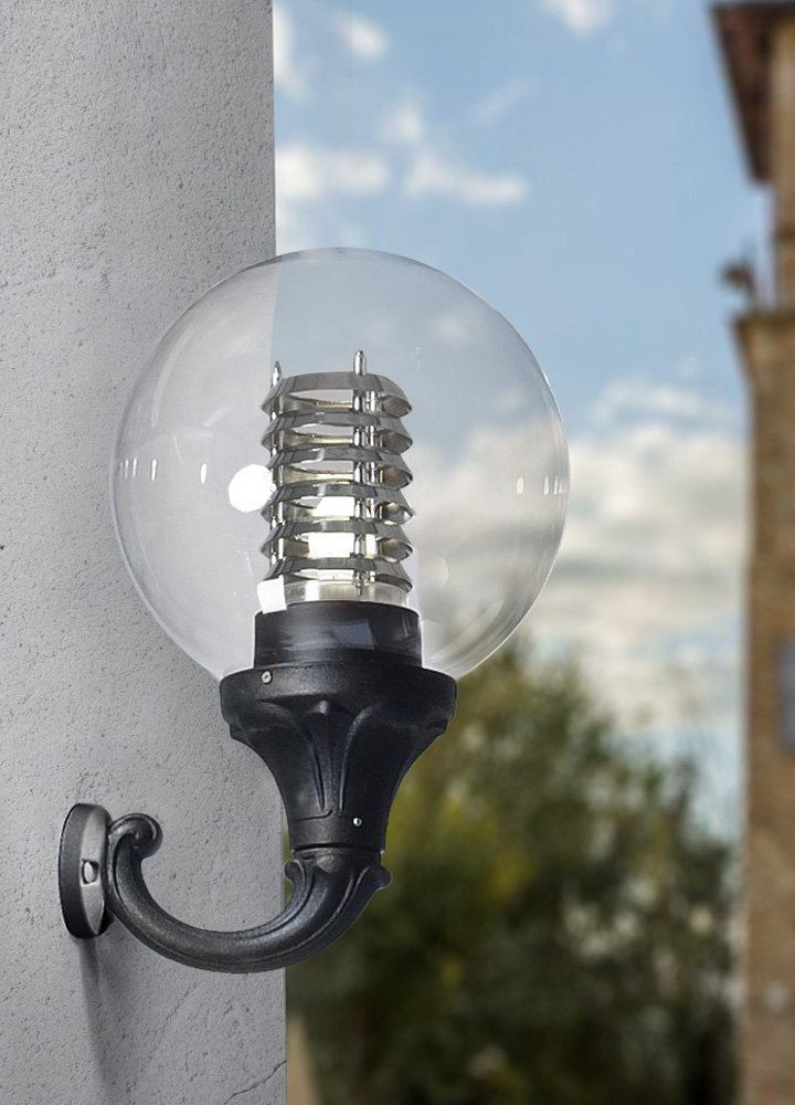 Stampa Aplica exterior Glob opal 1xE27, negru, Fumagalli - imagine 1