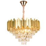Candelabru Cristal 9XE14 IP20, auriu, Metal + Cristale IP20 ERSTE - imagine 2