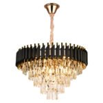 Candelabru Cristal 9XE14 IP20, negru si auriu, metal+cristale IP20 ERSTE - imagine 2