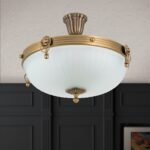 Plafoniera ROCCA, cu abajur din sticla opal mat, E27 4x60W otel finisaj bronz, 43cm IP20 ORION - imagine 3