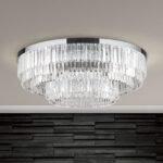 Plafoniera LED PRISM, 95cm, LED 145W/11600lm/3000K prisma din sticla cristalina K9, cadru otel finisaj crom IP20 ORION