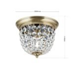 Plafoniera din cristal PLAFOND, 26cm 1xE27/40W cristal Asfour, cadru otel finisaj alama antica IP20 ORION - imagine 6