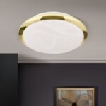 Plafoniera RIMA, cu abajur din sticlă opal mat, E27 1x40W otel finisaj alama periata, 28cm IP20 ORION - imagine 2