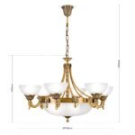 Candelabru ROCCA, cu abajur din sticla opal mat, E27 9x60W otel finisaj bronz, 75x94cm IP20 ORION - imagine 5