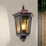 Aplica pentru exterior HERMINE,  E27 1x60W aluminiu finisaj negru/argintiu, geam fumuriu inaltime 45.5cm IP44 ORION