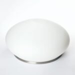 Abajur rotund din sticlă groasa EMPIRE 386, Ø 310mm, finisaj opal mat cu inel satinat ORION