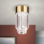 Plafoniera LED PRISM, 10cm, LED 9W/600lm/3000K prisma din sticla cristalina K9, cadru otel placat cu aur 24K IP20 ORION